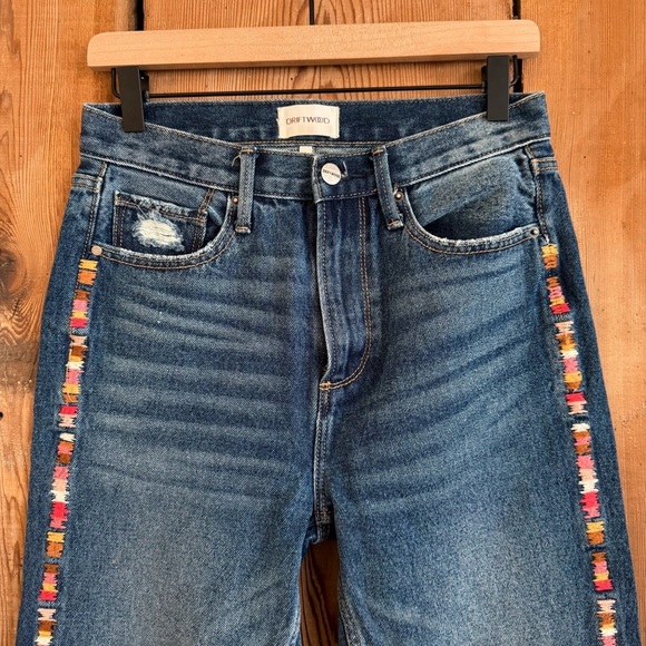 Sz 25 Driftwood Royce Straight Crop Jeans In Kaleidoscope Embroidery GUC - Picture 2 of 6
